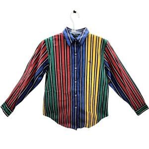 Lauren Ralph Lauren Multicolor Striped Long Sleeve Button Up Preppy Shirt Blouse